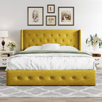 ALLEWIE Queen Size Lift Up Storage Bed with Wingback Headboard