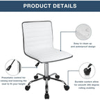 BOSSIN Adjustable Home Office Chair, Mid-Back Armless Ribbed Swivel Task Chair,Vanity Chair for Small Space, Livingroom Make-up