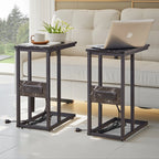 Javlergo Set of 2 C-Shaped Sofa Side Table, Small End Table for Living Room, Narrow Bedside/TV Tray Table