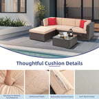 VONGRASIG 5 Piece All-Weather Patio Furniture Set with Ottoman