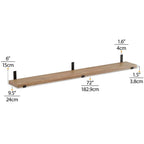 Wallniture Forte 72 in Floating Shelves, 2 Pcs, Burnt, Wood