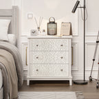 COZAYH Farmhouse Fully-Assembled Nightstand with 2-Drawer, Flower Motif End Table for Small Spaces, French Country
