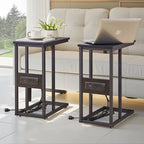 Javlergo Set of 2 C-Shaped Sofa Side Table, Small End Table for Living Room, Narrow Bedside/TV Tray Table