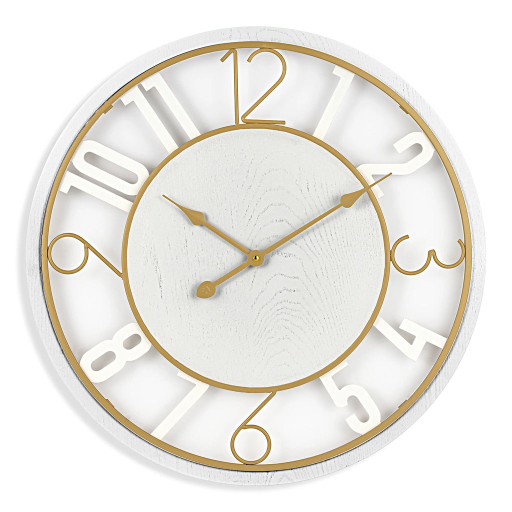 Sorbus Large 24 Decorative Round Wooden Analog Modern Wall Clock Battery Operated With Numeral Style Design