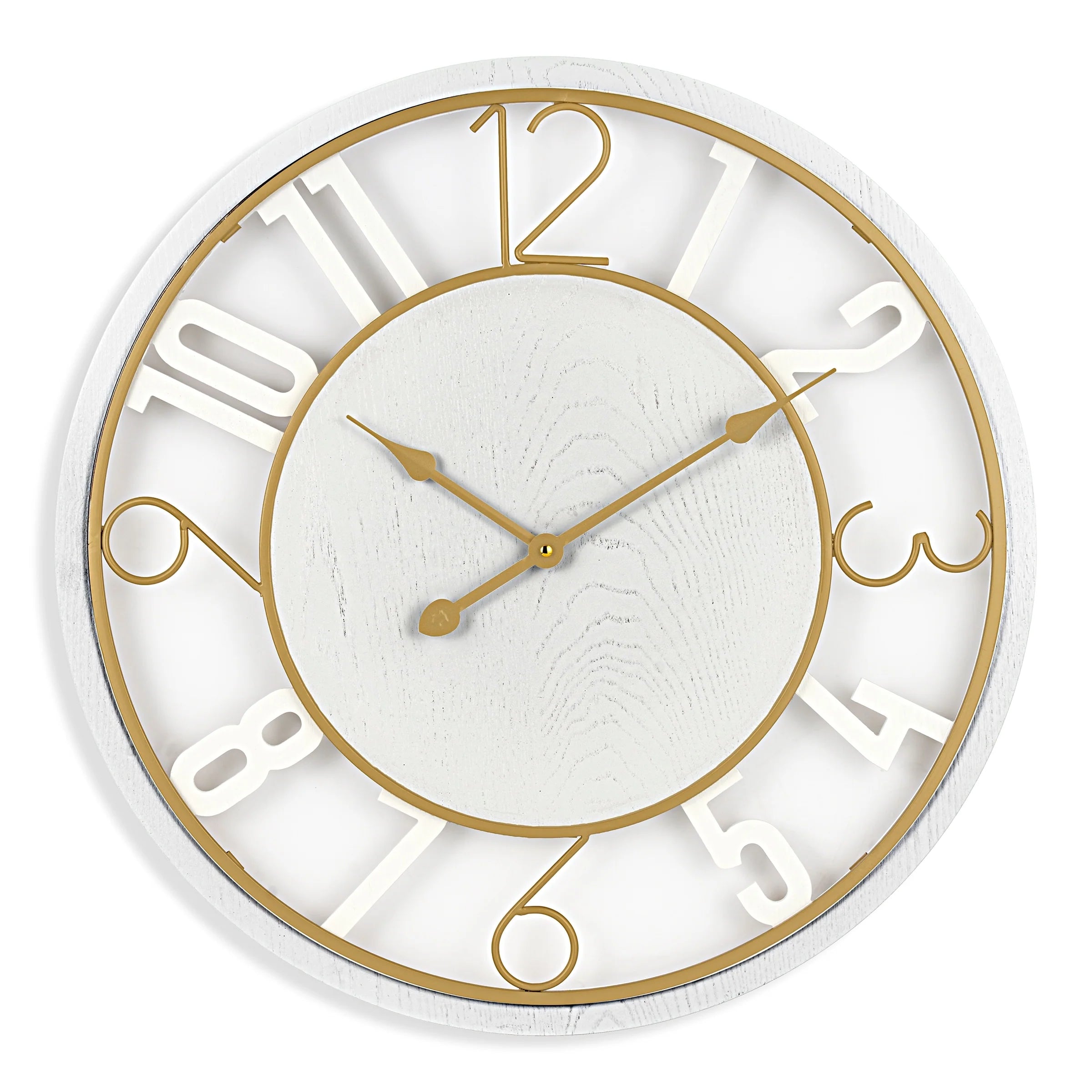 Sorbus Large 24 Decorative Round Wooden Analog Modern Wall Clock Battery Operated With Numeral Style Design