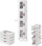 VECELO 4-Tier Plastic Tall Narrow Storage Cabinet