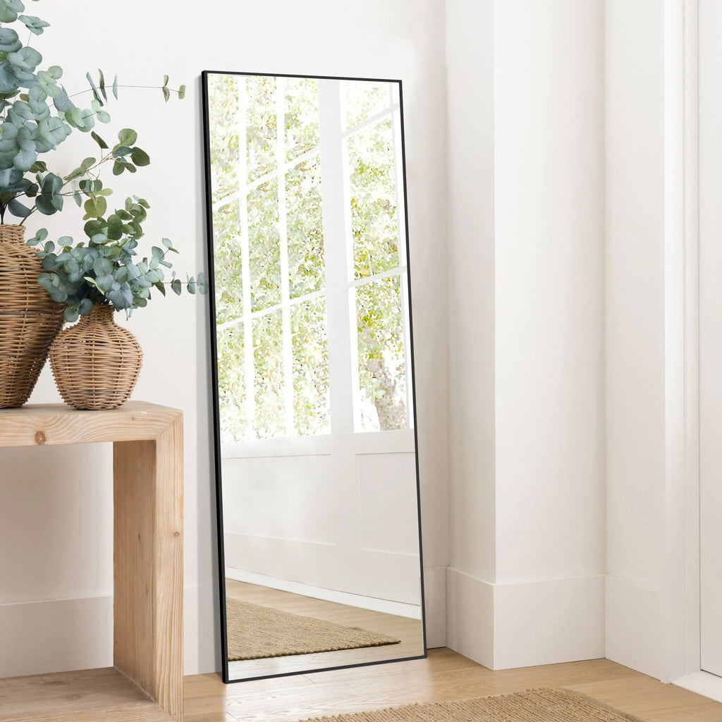 64x21 Full Length Floor Mirror with Stand Aluminum Alloy Frame,Wall-Mounted Mirror