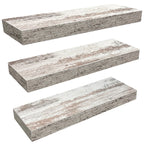 Floating Shelf Set, Rustic Wood Beach Style Hanging Wall Shelves - 3-Pack