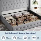 ALLEWIE Queen Size Lift Up Storage Bed with Wingback Headboard