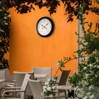Large Outdoor Wall Clock Thermometer Combo, Waterproof Silent Garden Weather Station Home Indoor Patio Pool Black