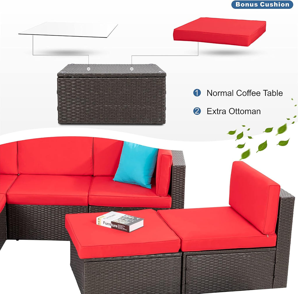 VONGRASIG 5 Piece All-Weather Patio Furniture Set with Ottoman