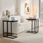 Javlergo Set of 2 C-Shaped Sofa Side Table, Small End Table for Living Room, Narrow Bedside/TV Tray Table