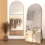 Arched Full-Length Standing Wood Floor Mirror, Wall Mirror