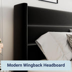 ALLEWIE Queen Size Lift Up Storage Bed with Wingback Headboard