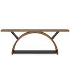 2-Tier Narrow Long Console Sofa Table with Semi-Circular Frame for Entryway,Gray Hallway Accent Tables