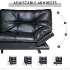 Futon Sofa Bed, Memory Foam Foldable Couch Convertible Loveseat Sleeper Daybed with Adjustable Armrests for Small Space
