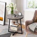 Industrial End Table, Round Side Table Table Small Coffee Accent Table