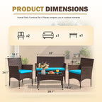 Homall 4 Pieces Outdoor Patio Furniture Sets Rattan Chair Wicker Set