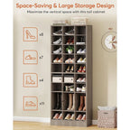 30 Pairs Tall Shoe Cabinet, 10 Tiers White Wooden Shoe Storage Rack for Closet, Entryway - 10-tier