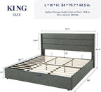 ALLEWIE Queen Size Lift Up Storage Bed with Wingback Headboard