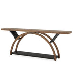2-Tier Narrow Long Console Sofa Table with Semi-Circular Frame for Entryway,Gray Hallway Accent Tables