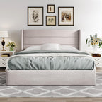 ALLEWIE Queen Size Lift Up Storage Bed with Wingback Headboard