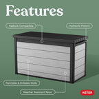 KETER Denali 200 Gallon Resin Deck Box for Outdoor Storage