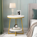 Industrial End Table, Round Side Table Table Small Coffee Accent Table
