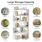 6-Tier Corner Book Shelf, 64.9Tall Freestanding Wood Industrial Bookcase Bookshelf
