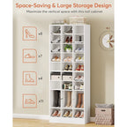 30 Pairs Tall Shoe Cabinet, 10 Tiers White Wooden Shoe Storage Rack for Closet, Entryway - 10-tier