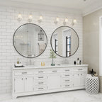 Apmir Round Metal Black Frame Bathroom Vanity Mirror Wall-mounted mirror
