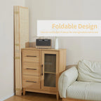 4/6 Panel Bamboo Room Divider 6 FT Detachable Wall Divider for Room Separation, Folding Privacy Screen