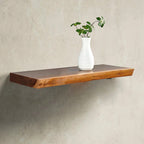Home Soft Things 1 PieceTeak Shelf With Live Edge Wooden Wall Shelves