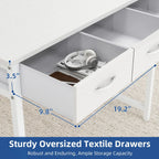 Moasis Small Computer Desk with Fabric Drawers and Monitor Stand
