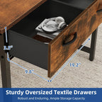 Moasis Small Computer Desk with Fabric Drawers and Monitor Stand