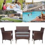 Homall 4 Pieces Outdoor Patio Furniture Sets Rattan Chair Wicker Set