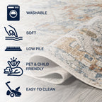 JONATHAN Y Brandy Bohemian Medallion Low-Pile Machine-Washable Cream/Terra Area Rug