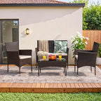 Homall 4 Pieces Outdoor Patio Furniture Sets Rattan Chair Wicker Set