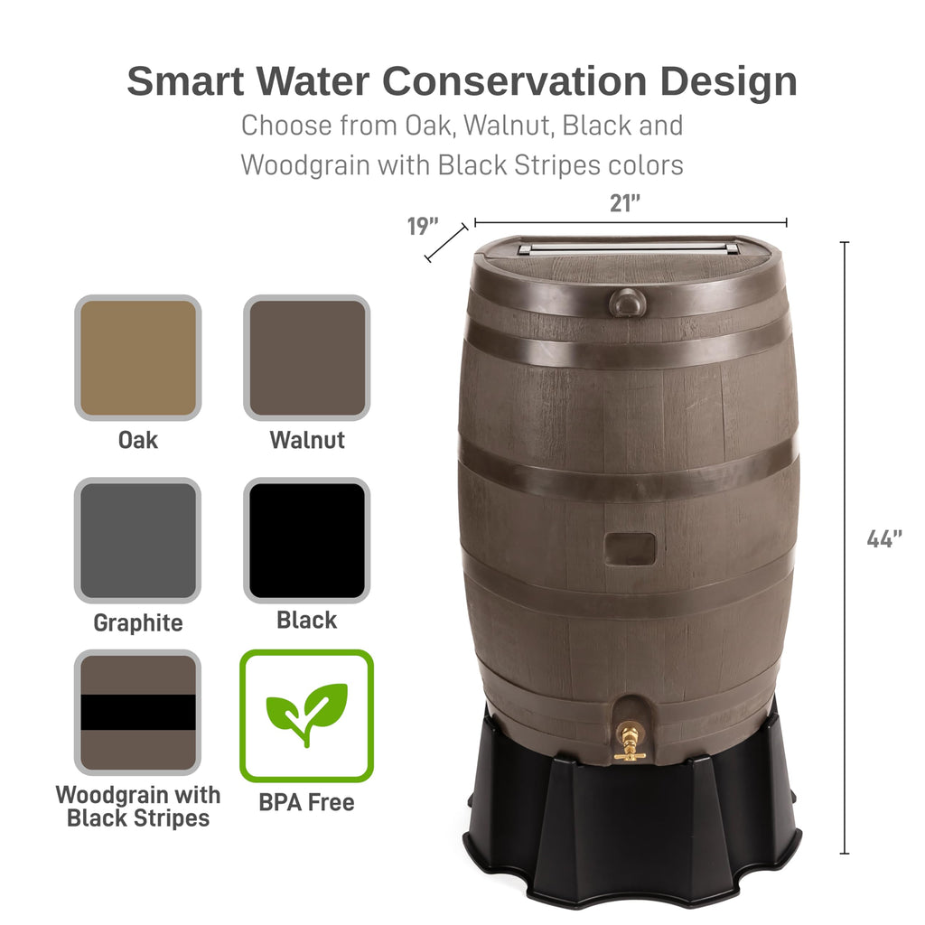 RTS Home Accents 50-Gallon Rain Barrel with Brass Spigot