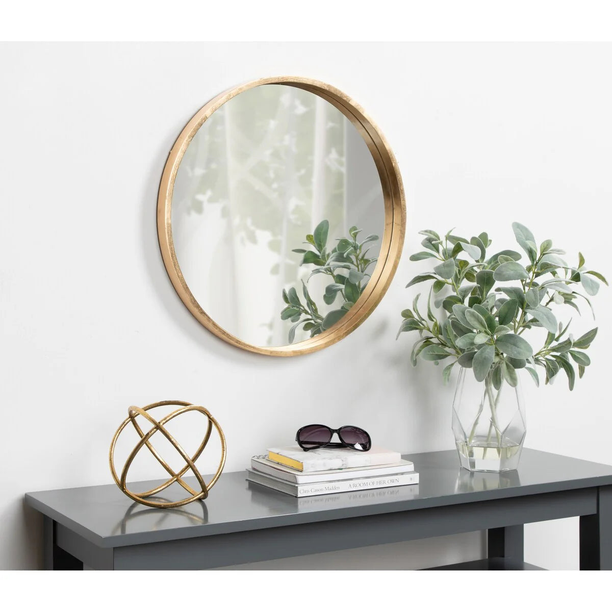 Kate and Laurel Travis Round Wood Accent Wall Mirror