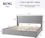 ALLEWIE Queen Size Lift Up Storage Bed with Wingback Headboard