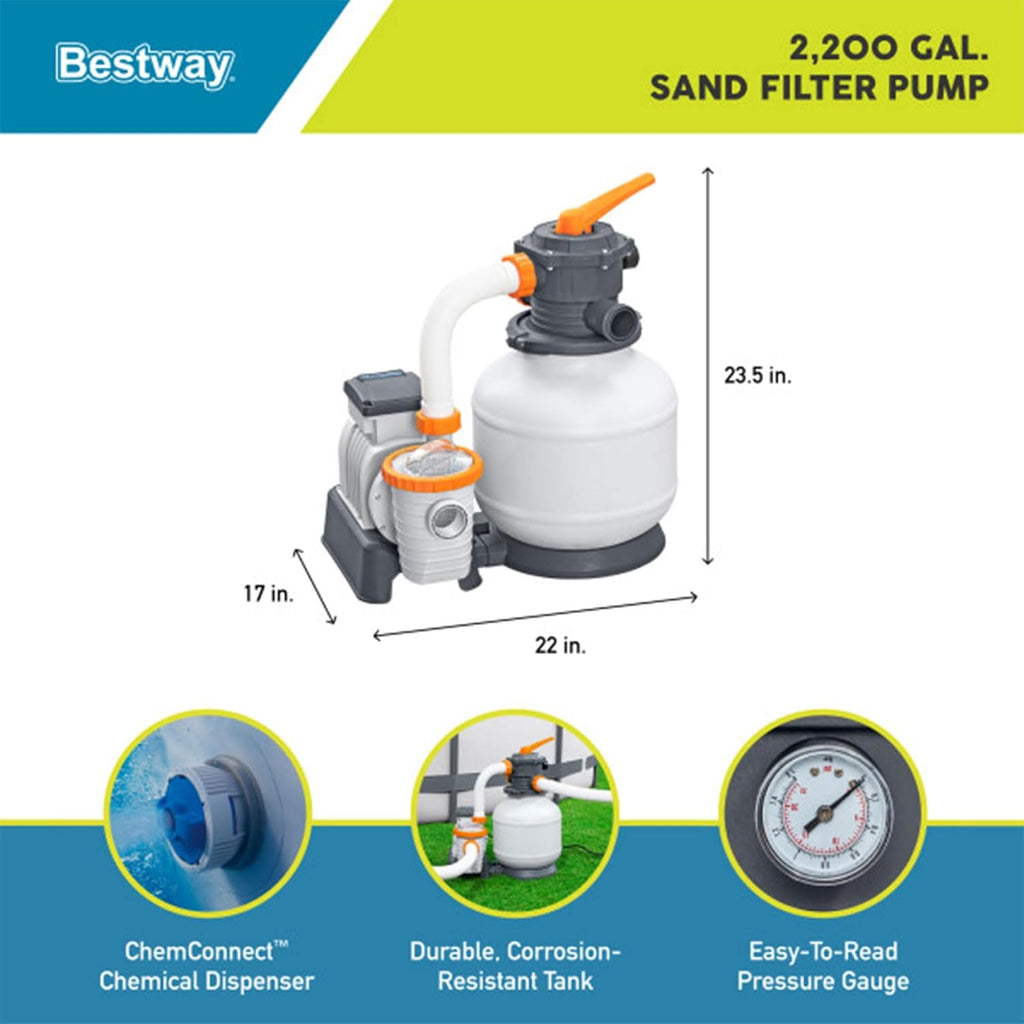 BESTWAY 2,200 Gallon Sand Filter Pump for Above Ground Pools