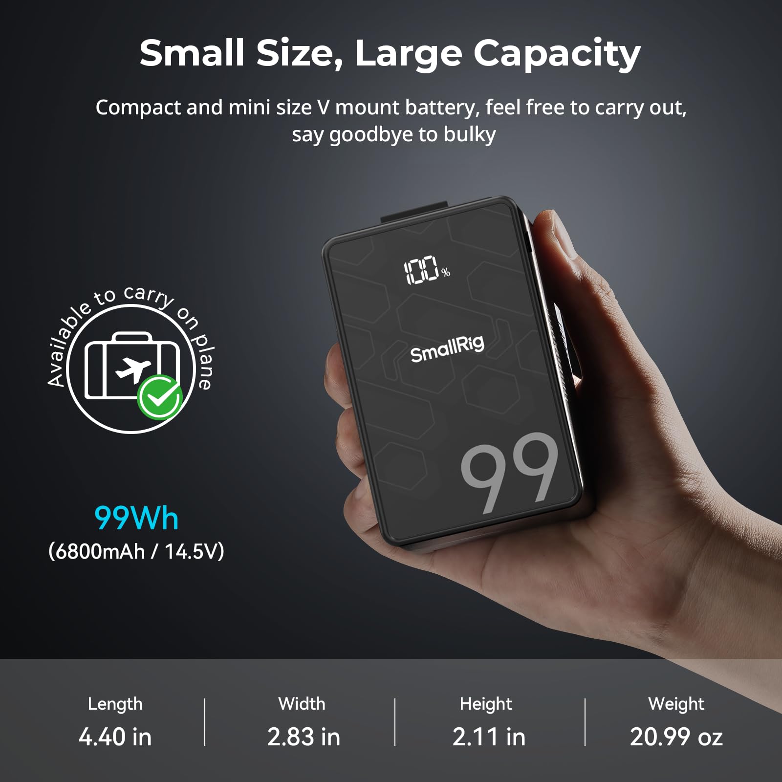 SMALLRIG V Mount Battery VB99 SE, 99Wh / 6800mAh V Mount Battery