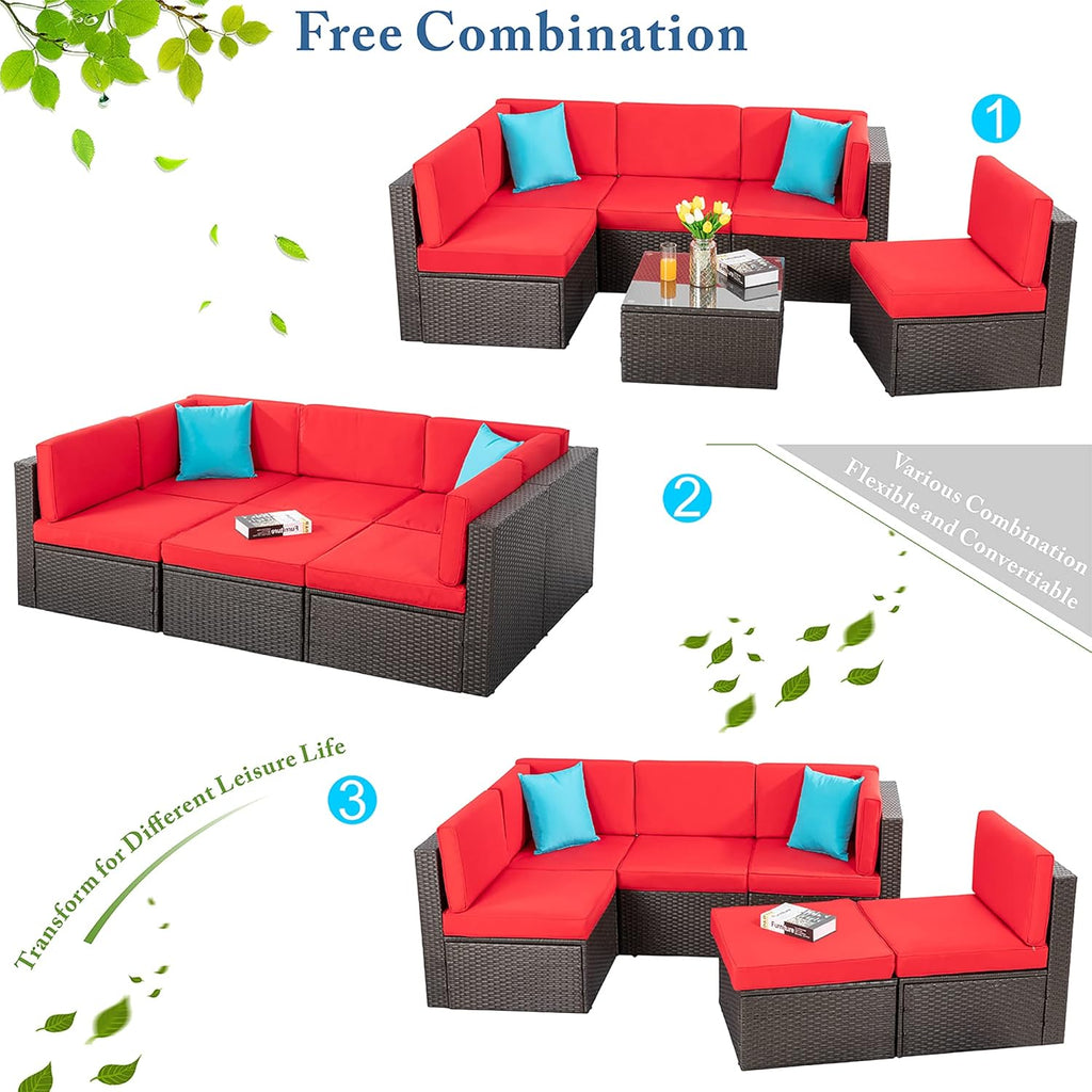 VONGRASIG 5 Piece All-Weather Patio Furniture Set with Ottoman