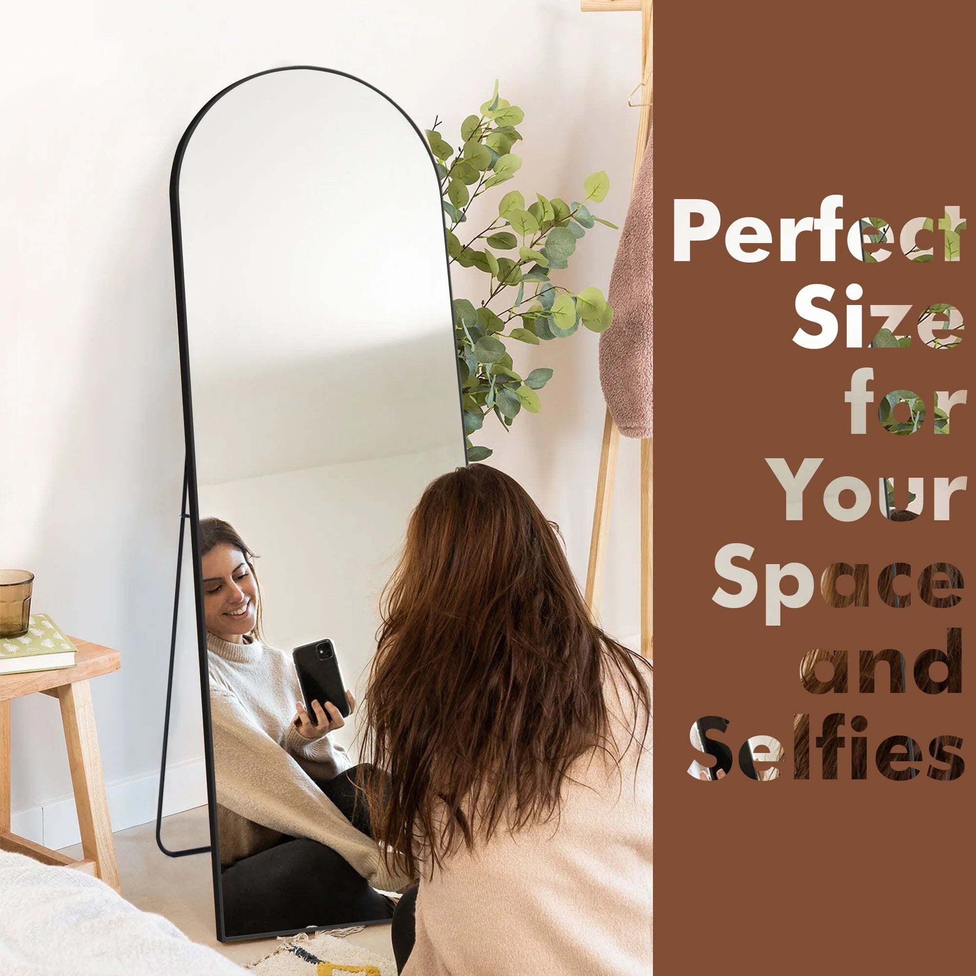 64x21 Full Length Floor Mirror with Stand Aluminum Alloy Frame,Wall-Mounted Mirror