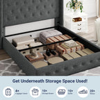 ALLEWIE Queen Size Lift Up Storage Bed with Wingback Headboard