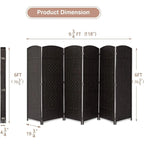 Room Divider 6 FT Tall Weave Fiber Freestanding Privacy Screen Folding Screen