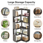 6-Tier Corner Book Shelf, 64.9Tall Freestanding Wood Industrial Bookcase Bookshelf