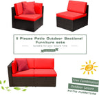 DEVOKO 5 Pieces All-Weather Patio Furniture Set with Cushions