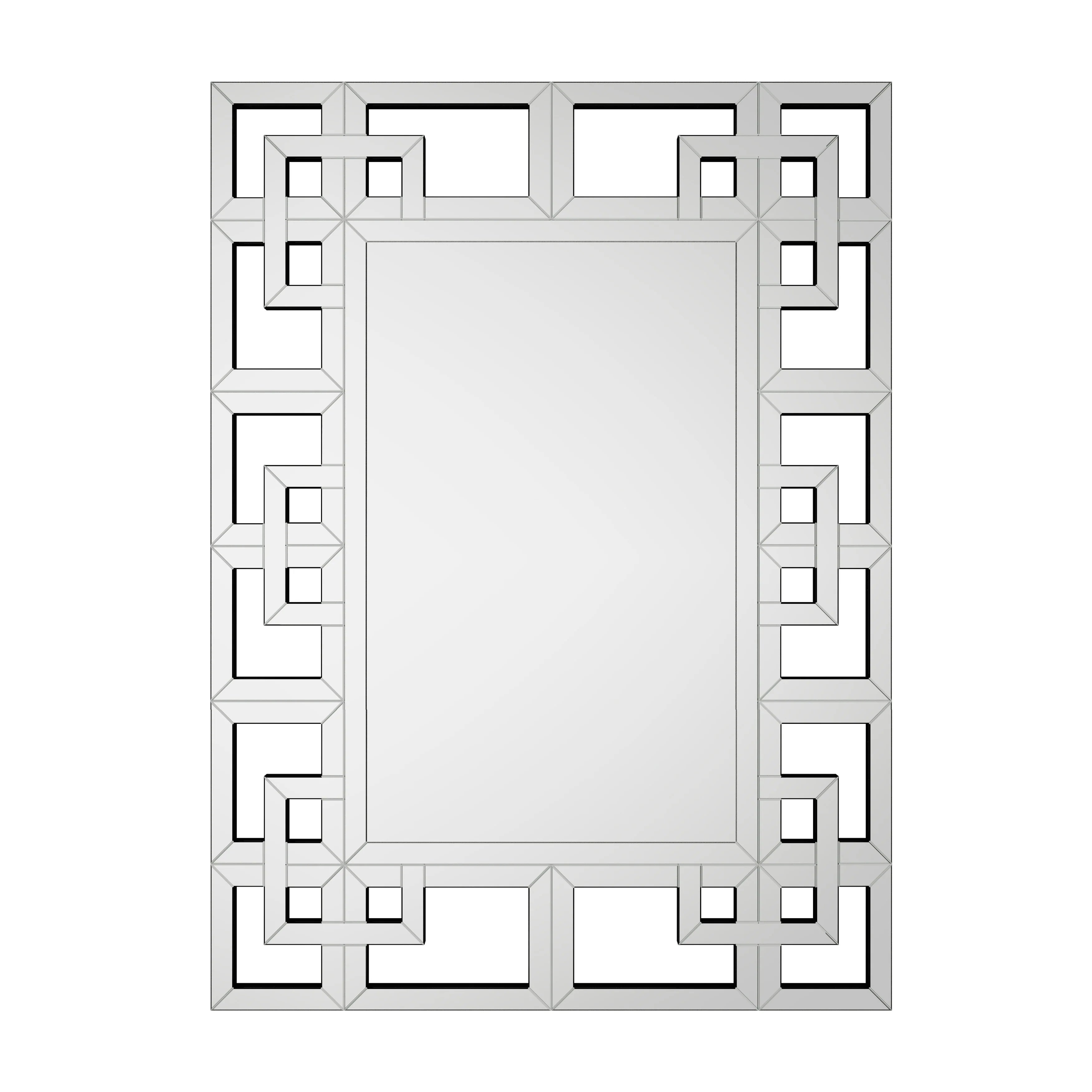 Large Wall Art Mirror Decor Silver Accent Geometric Frame